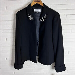 Tahari ASL Black Jeweled Collar Career Blazer, Women’s Size 10